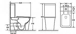 Унитаз напольный CeramaLux 1222A белый, безободковый, с бачком, с крышкой микролифт купить в интернет-магазине Sanbest