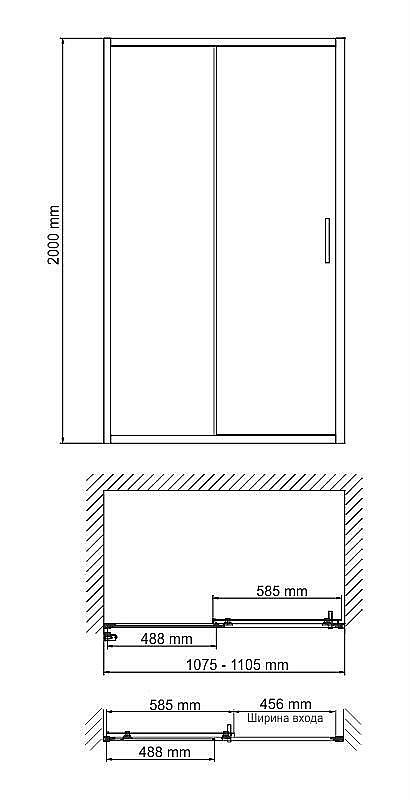 Душевая дверь WasserKRAFT Main 41S 110 купить в интернет-магазине Sanbest