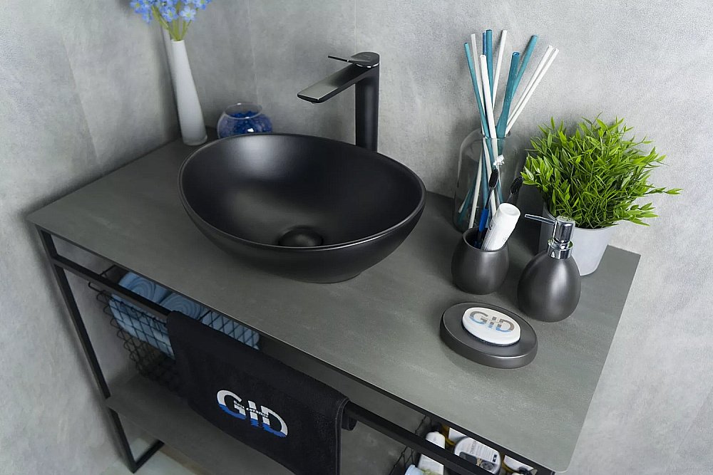 Раковина накладная Gid Lago 41 Nc901 52223 черная матовая купить в интернет-магазине Sanbest