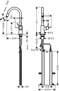 Смеситель для кухни Hansgrohe Talis M52 260 73864000 купить в интернет-магазине сантехники Sanbest