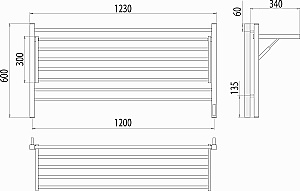 Полотенцесушитель электрический TERMINUS Горизонт П8 1200х600 4670078543332 хром купить в интернет-магазине сантехники Sanbest