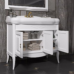 Тумба с раковиной Опадирис Лоренцо 100 белый матовый для ванной в интернет-магазине Sanbest