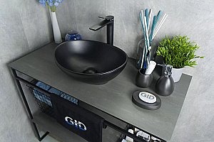 Раковина накладная Gid Lago 41 Nc901 52223 черная матовая купить в интернет-магазине Sanbest