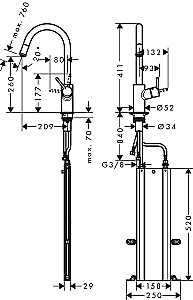 Смеситель для кухни Hansgrohe Talis M52 260 73864000 купить в интернет-магазине сантехники Sanbest