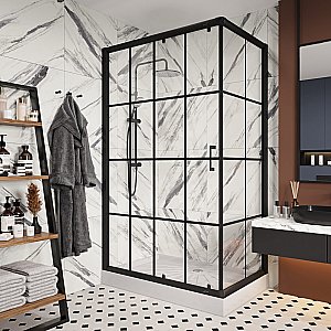 Душевой уголок Ceruttispa MUZA120 N 120х80 стекло прозрачное/профиль черный матовый купить в интернет-магазине Sanbest