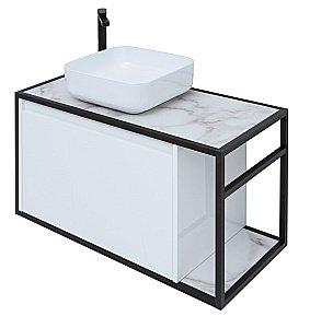 Тумба с раковиной Aquanet Nova Lite Loft 90 L/R белый для ванной в интернет-магазине Sanbest