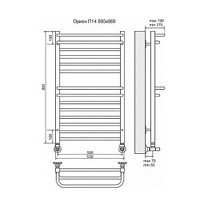 Полотенцесушитель водяной Terminus Орион П14 500x860 купить в интернет-магазине сантехники Sanbest