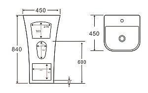 Раковина SantiLine 45 SL-4016 белая купить в интернет-магазине Sanbest