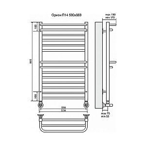 Полотенцесушитель водяной Terminus Орион П14 500x860 купить в интернет-магазине сантехники Sanbest