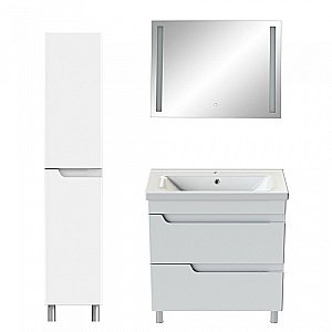 Тумба с раковиной Orange TOPLINE-Milano TMR80+RA белая глянец для ванной в интернет-магазине Sanbest