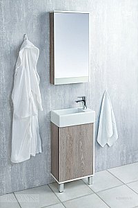 Тумба с раковиной Акватон Эмма 45 белый/дуб наварра для ванной в интернет-магазине Sanbest