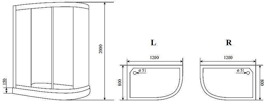 Душевой уголок TIMO BY-549 R 120x80 правосторонний купить в интернет-магазине Sanbest