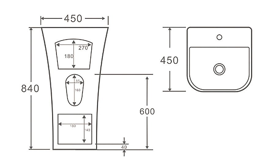Раковина SantiLine 45 SL-4016 белая купить в интернет-магазине Sanbest