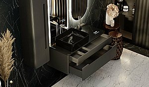 Тумба с раковиной Jorno Shine 100 антрацит с мфу для ванной в интернет-магазине Sanbest