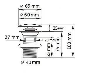 Донный клапан с переливом Ceramalux RD019 купить в интернет-магазине сантехники Sanbest