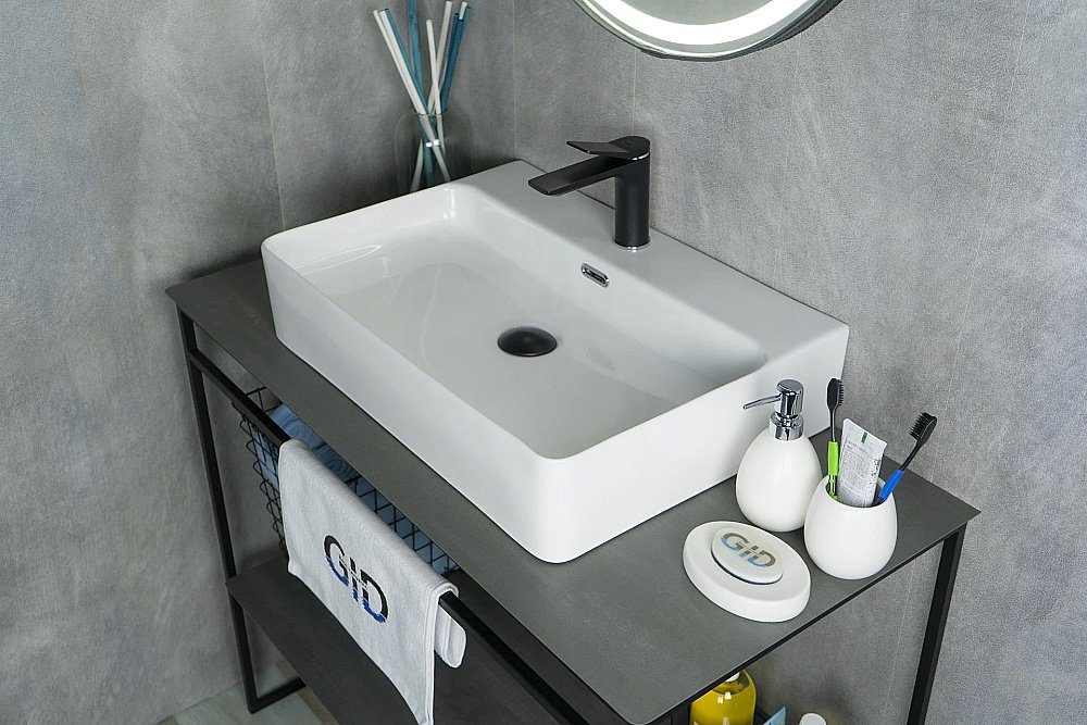Раковина накладная Gid Geometrico 60 N9256 51172 белая купить в интернет-магазине Sanbest