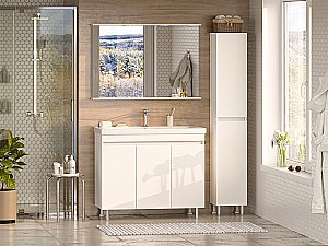 Тумба с раковиной Misty Енисей -100 Э-Ени01100-0112Я белая для ванной в интернет-магазине Sanbest