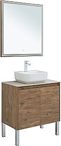 Тумба с раковиной Aquanet Nova Lite 75 с зеркалом, 2 дверцы дуб рустикальный для ванной в интернет-магазине Sanbest
