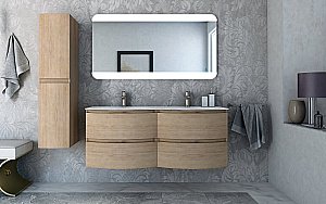 Тумба с раковиной Cezares Vague 138 с двумя чашами Rovere tabacco для ванной в интернет-магазине Sanbest