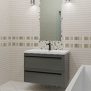 Тумба с раковиной LA FENICE Elba Grigio TWIN 100 серая для ванной в интернет-магазине Sanbest