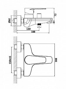 Смеситель для ванны Orange Otto M22-100cr купить в интернет-магазине сантехники Sanbest