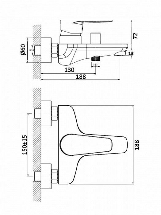 Смеситель для ванны Orange Otto M22-100cr купить в интернет-магазине сантехники Sanbest