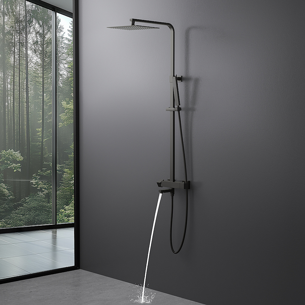 Душевая система с термостатом Timo Tetra-thermo SX-0169/18 черное золото матовое купить в интернет-магазине сантехники Sanbest