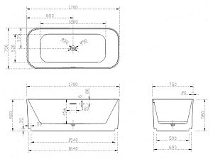 Акриловая ванна Abber AB9363-1.7 170х75 купить в интернет-магазине Sanbest