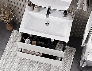 Тумба с раковиной Акватон Сохо 75 слэйт/галька серая для ванной в интернет-магазине Sanbest