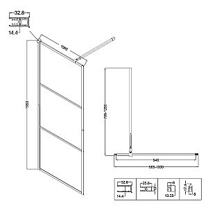 Душевое ограждение Niagara Nova NG-688-10BLACK 100 прозрачное с рисунком/профиль черный матовый купить в интернет-магазине Sanbest