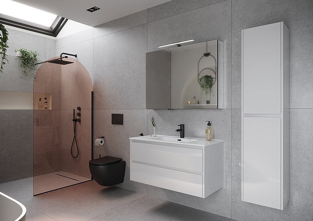 Тумба с раковиной Sancos Libra LB100W белый глянец для ванной в интернет-магазине Sanbest