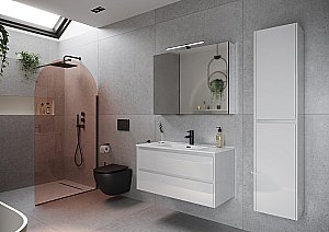 Тумба с раковиной Sancos Libra LB100W белый глянец для ванной в интернет-магазине Sanbest