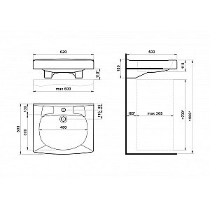 Раковина на стиральную машину Santek Пилот 60х50 1.WH30.1.970 белая, с кронштейнами и сифоном купить в интернет-магазине Sanbest