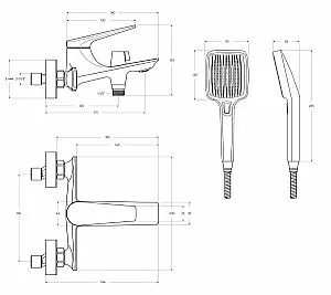 Смеситель для ванны Cezares LINER-VD-GM матовая оружейная сталь купить в интернет-магазине сантехники Sanbest