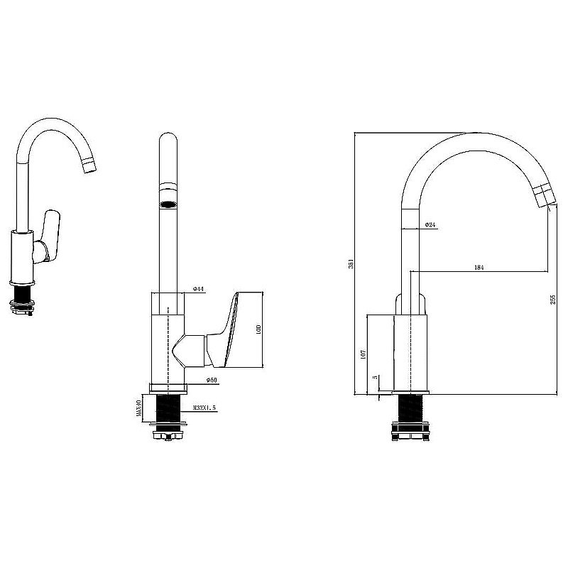 Смеситель для кухни Aquatek Вега AQ1082MB черный купить в интернет-магазине сантехники Sanbest