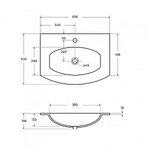 Тумба с раковиной Cezares VAGUE 70 54854+82427 Grigio lucido для ванной в интернет-магазине Sanbest