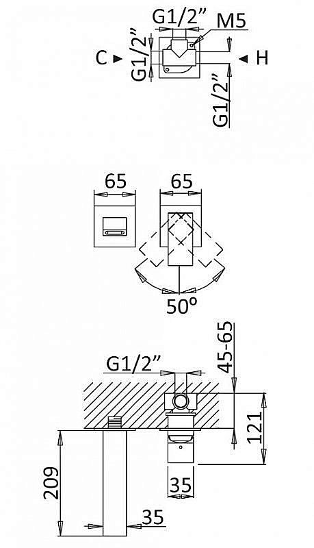Смеситель для раковины Cezares PORTA-BLI2-NOP чёрный матовый купить в интернет-магазине сантехники Sanbest