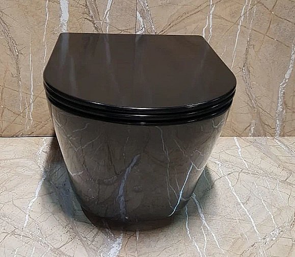 Унитаз подвесной Ceramalux NS-5178-18 черный, безободковый, с крышкой микролифт купить в интернет-магазине Sanbest