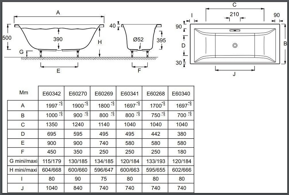 Ванна Jacob Delafon EVOK E60268-00 170x75 купить в интернет-магазине Sanbest