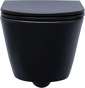 Унитаз подвесной Aquanet Lake черный матовый с крышкой микролифт, безободковый купить в интернет-магазине Sanbest