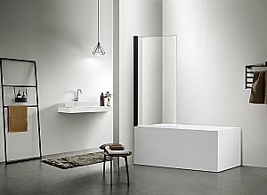 Шторка для ванны Aquatek Дельта 80х150 AQ DEL SBA 08015BL стекло прозрачное/профиль черный купить в интернет-магазине Sanbest