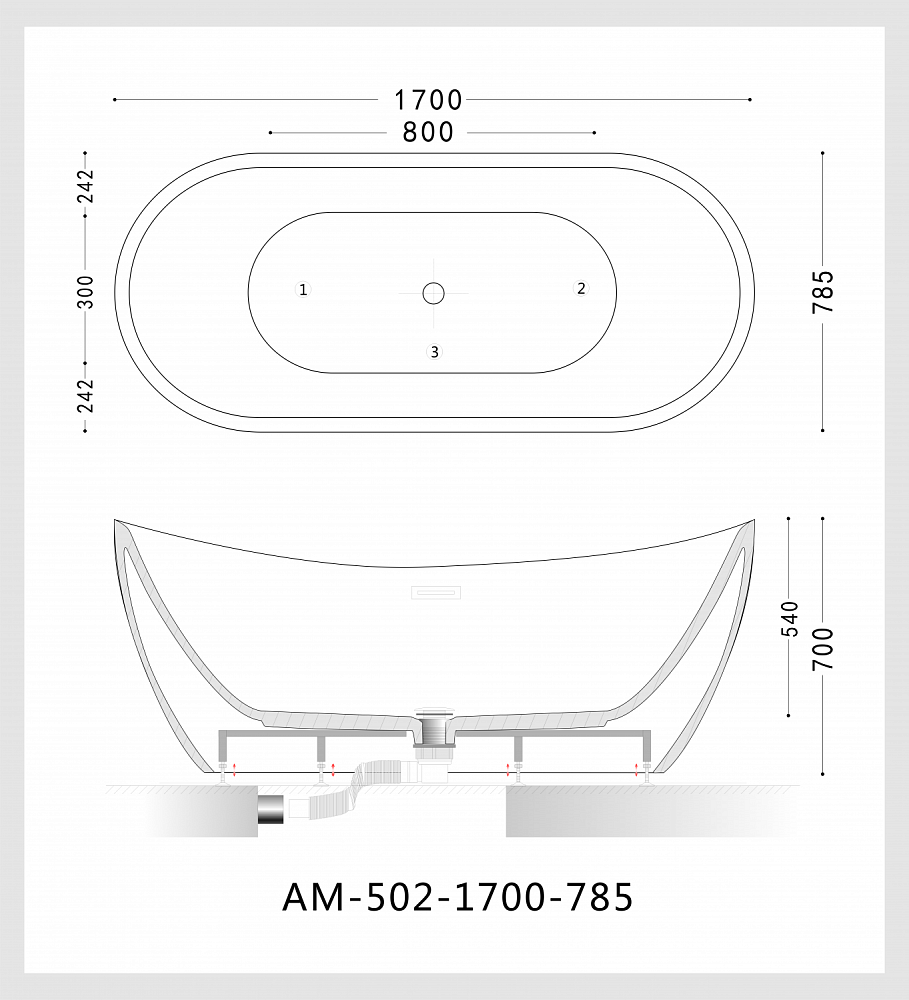 Акриловая ванна Art&Max AM-502-1700-785 купить в интернет-магазине Sanbest