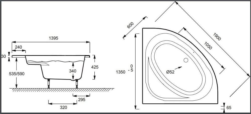 Ванна Jacob Delafon DOMO E60223-00 135х135 купить в интернет-магазине Sanbest