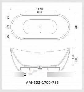 Акриловая ванна Art&Max AM-502-1700-785 купить в интернет-магазине Sanbest