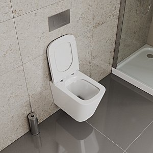 Унитаз подвесной с инсталляцией D&K Quadro DS1511602 белый/кнопка белая, безободковый, с крышкой микролифт купить в интернет-магазине Sanbest