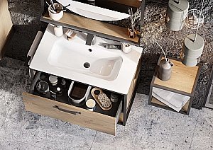 Тумба с раковиной Акватон Лофт Фабрик/Виктория 80 дуб кантри для ванной в интернет-магазине Sanbest