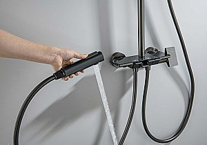 Душевая система Aquatek Поларис AQ3040BGM черная/хром шлифованный купить в интернет-магазине сантехники Sanbest