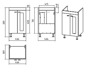 Тумба с раковиной Misty Урал - 50 Э-Ура-01050-021Н белая для ванной в интернет-магазине Sanbest