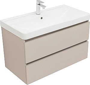 Тумба с раковиной Aquanet Вега 2.0 337944/323883 90 бежевый для ванной в интернет-магазине Sanbest