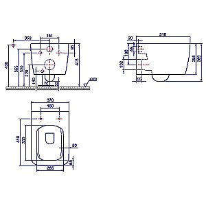 Унитаз Boheme Zen 967-B с инсталяцией и кнопкой 664-NB черный/никель, безободковый купить в интернет-магазине Sanbest